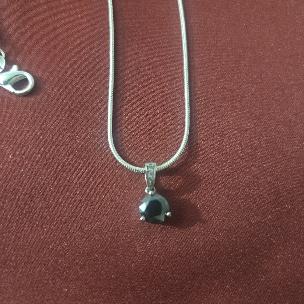 1 CT Black Moisanite Silver Neclace